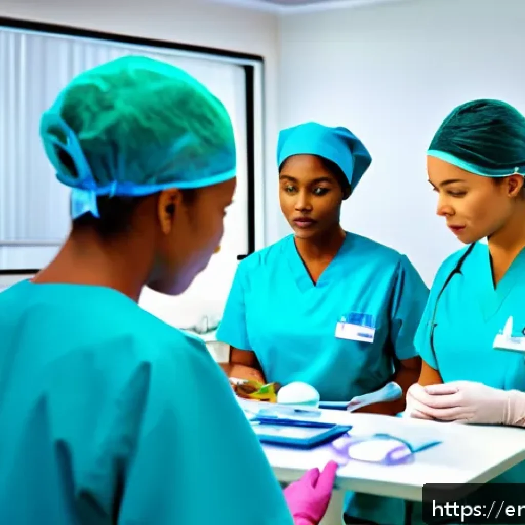 응급실 ER  간호사 역할 - A busy emergency room scene showing a diverse team of ER nurses and doctors rapidly assessing multip...